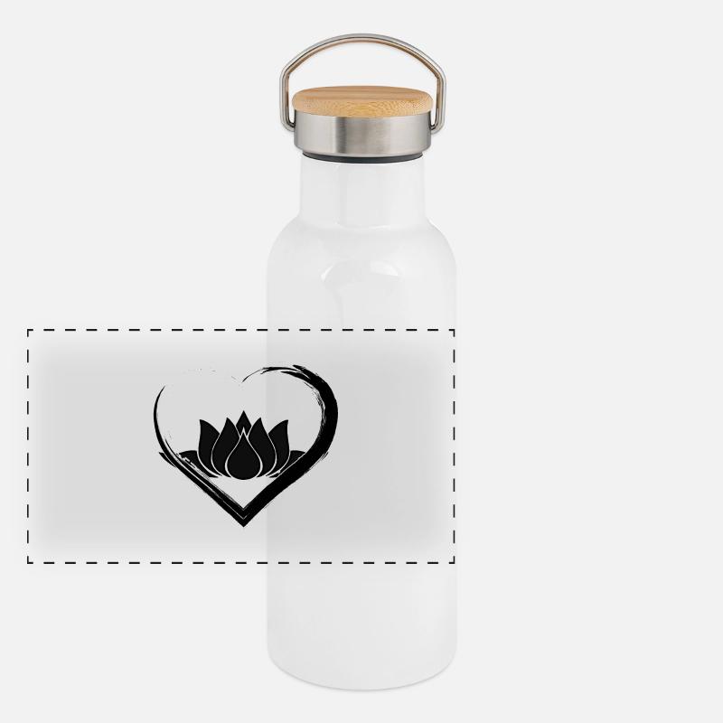 Coeur noir Lotus Gourde isotherme avec bouchon en bambou