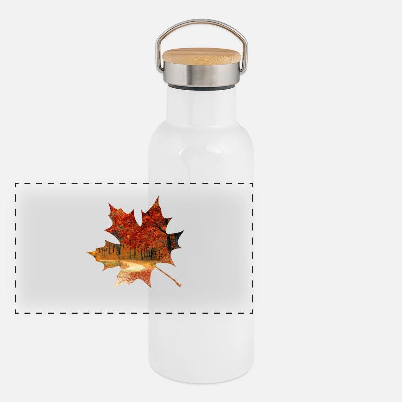 Autumn maple leaf forest foliage Panoramic Thermal Bottle with Bamboo Lid