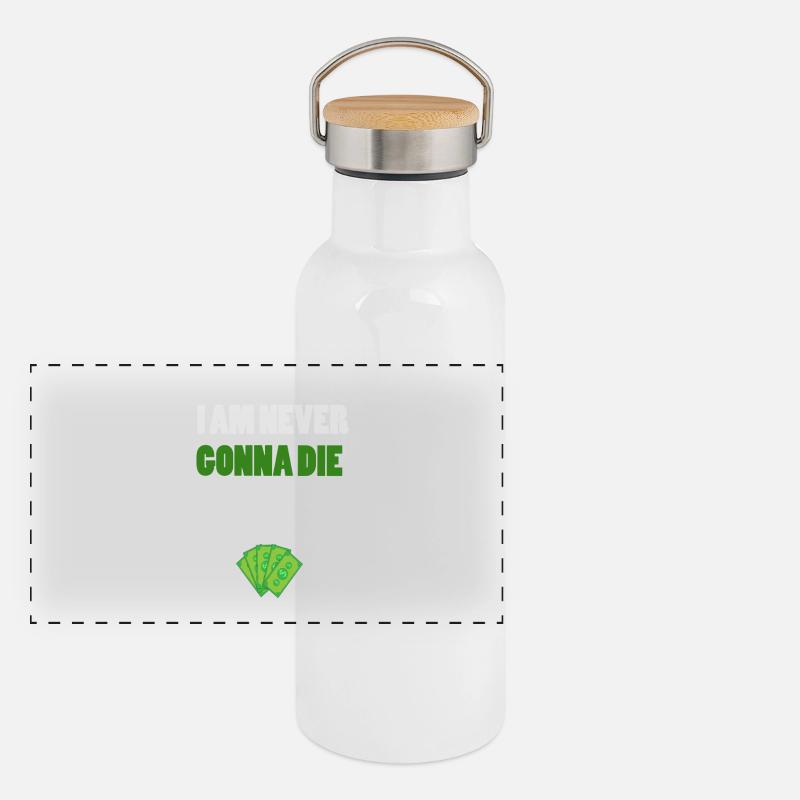 Argent -Argent Gourde isotherme avec bouchon en bambou