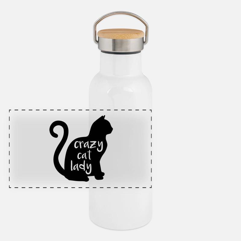 Dame de chat fou Gourde isotherme avec bouchon en bambou