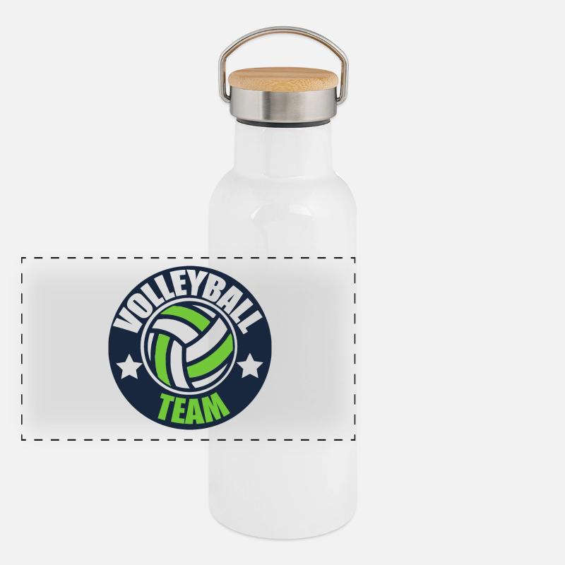 Volleyball team emblem team - Panoramic Thermal Bottle with Bamboo Lid - white