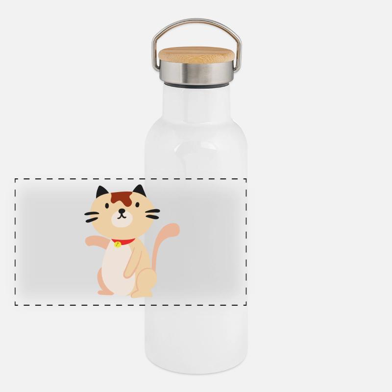Chat chat Gourde isotherme avec bouchon en bambou