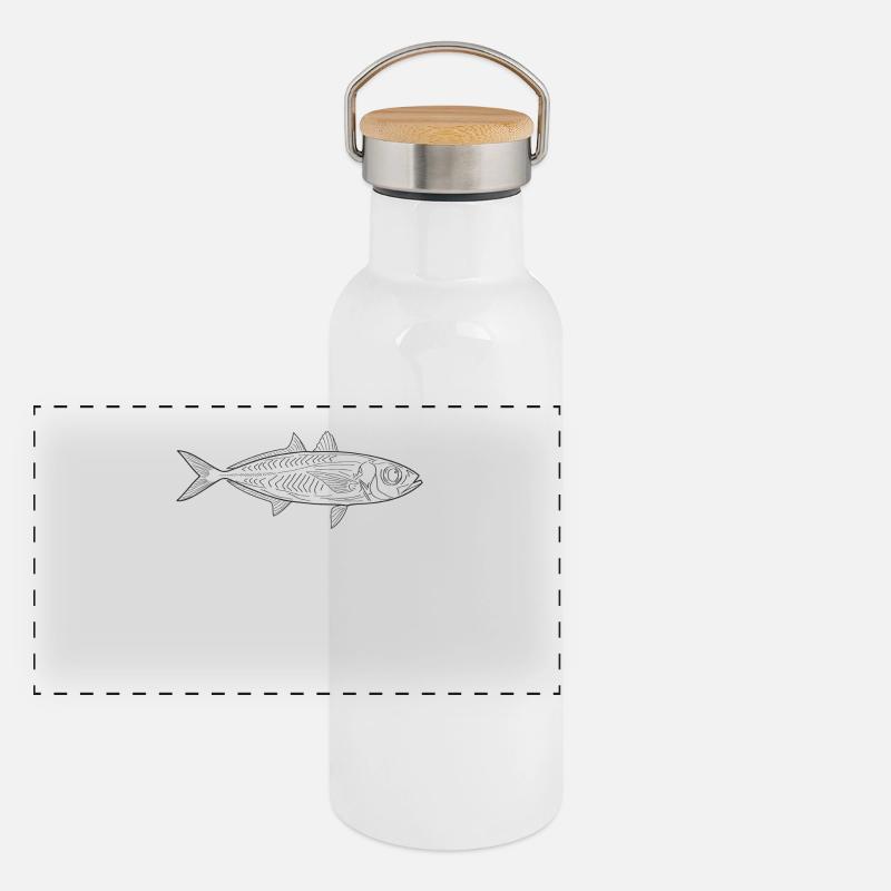 Fisch Panorama Thermosflasche mit Bambusdeckel
