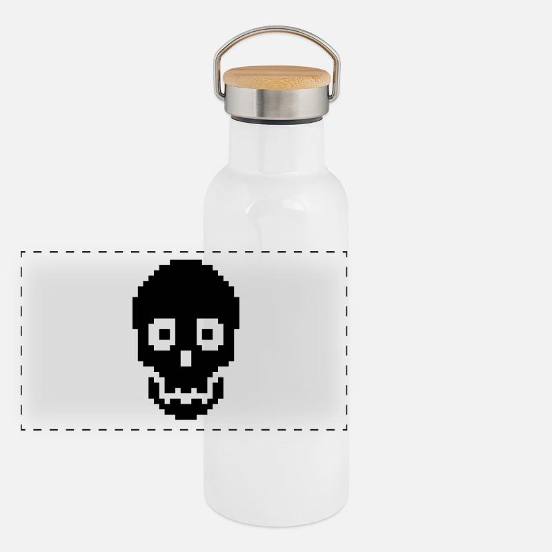 Totenkopf Panorama Thermosflasche mit Bambusdeckel