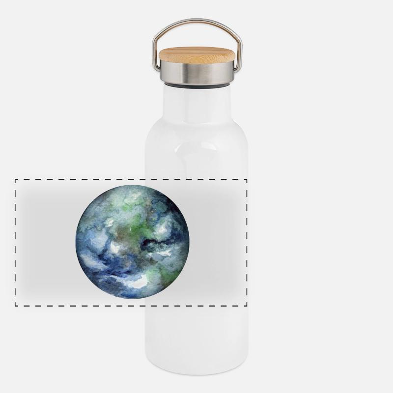 Planète Terre Gourde isotherme avec bouchon en bambou