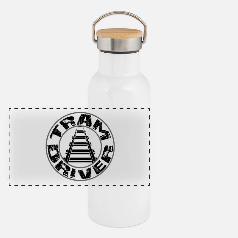 Logo Tram Driver Round Gourde isotherme avec bouchon en bambou