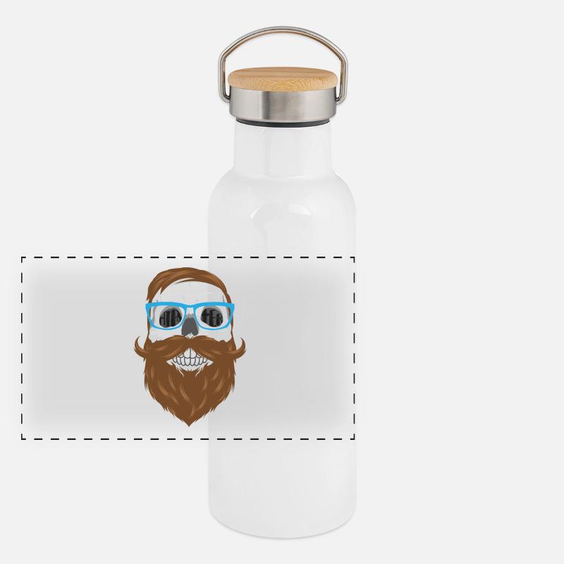 Hipster Face Panorama Thermosflasche mit Bambusdeckel