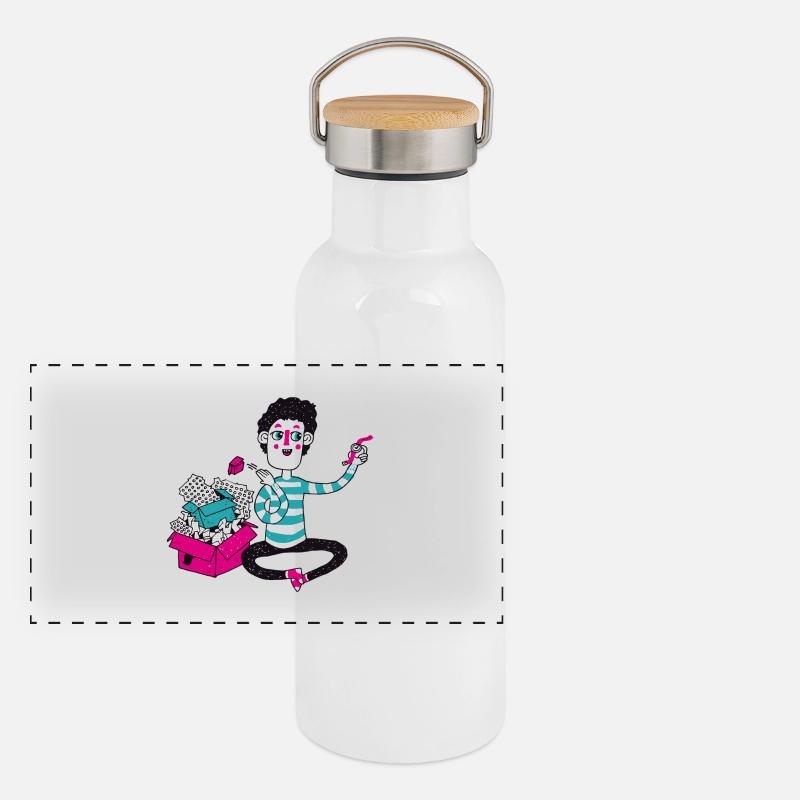 Müll Panorama Thermosflasche mit Bambusdeckel