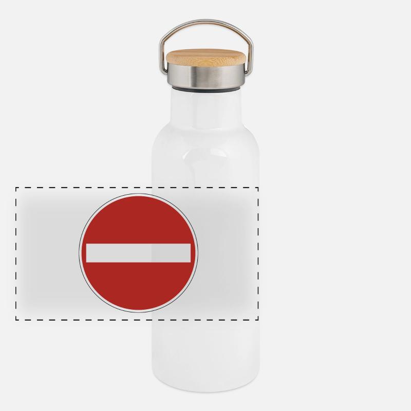 Einfahrt verboten! Panorama Thermosflasche mit Bambusdeckel