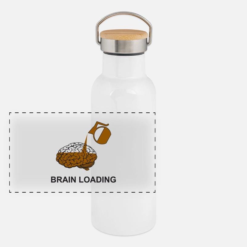 Brain loading by coffee Panorama Thermosflasche mit Bambusdeckel