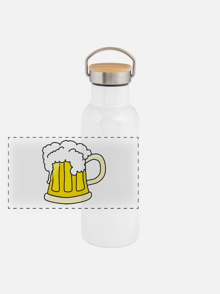 beer - Panoramic Thermal Bottle with Bamboo Lid - white - Front