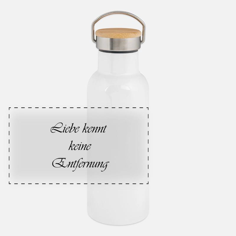Liebe kennt keine Entfernung Panorama Thermosflasche mit Bambusdeckel