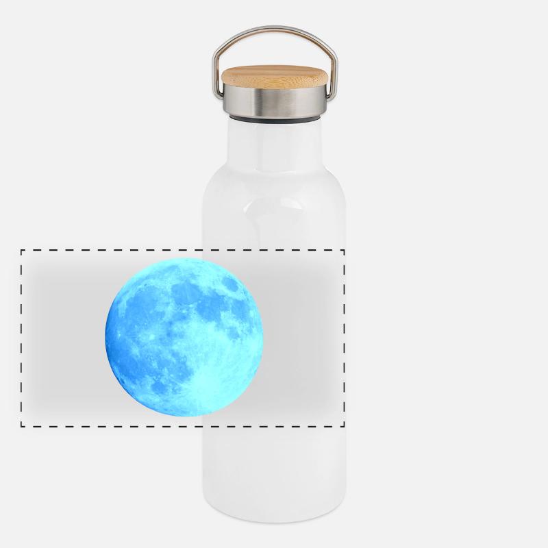 Lune bleue Gourde isotherme avec bouchon en bambou