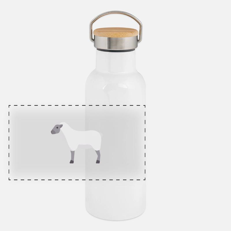 white cloud sheep Panoramic Thermal Bottle with Bamboo Lid