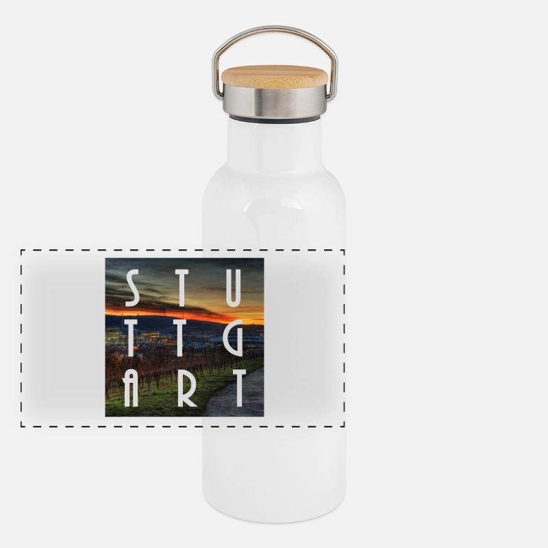 Panorama Thermosflasche mit Bambusdeckel