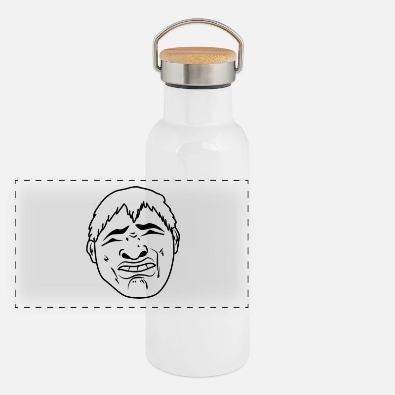 LUSTIGES GESICHT Panorama Thermosflasche mit Bambusdeckel