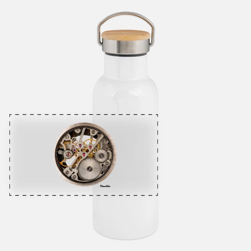 Movement Mechanical Dial Design Shirt Panoramic Thermal Bottle with Bamboo Lid