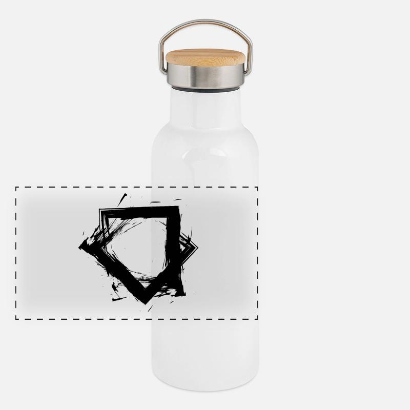 Zwei Quadrate Design variante 2 Schwarz Panoramic Thermal Bottle with Bamboo Lid