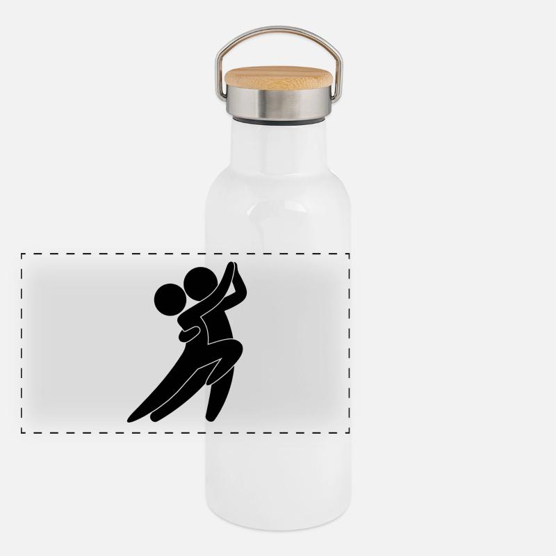 Tango Tänzer Panorama Thermosflasche mit Bambusdeckel