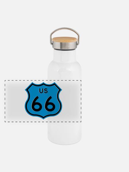 Route 66 - Panoramic Thermal Bottle with Bamboo Lid - white - Front