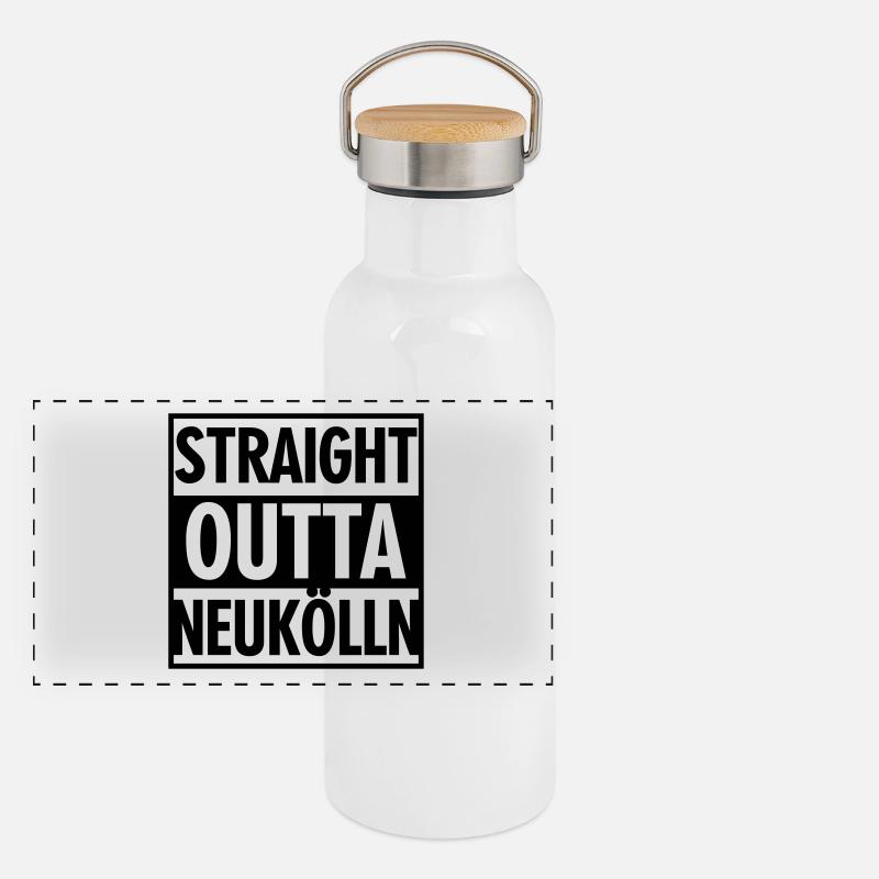 Straight outta Neukölln Panorama Thermosflasche mit Bambusdeckel