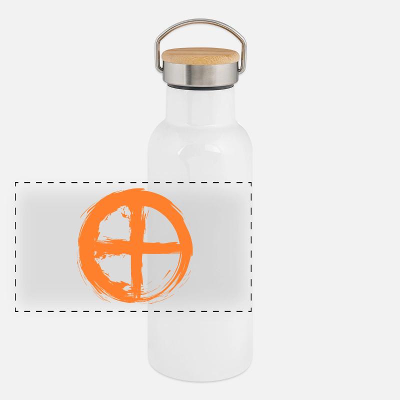 Astronomisches Symbol Planetensymbol Erde Panorama Thermosflasche mit Bambusdeckel