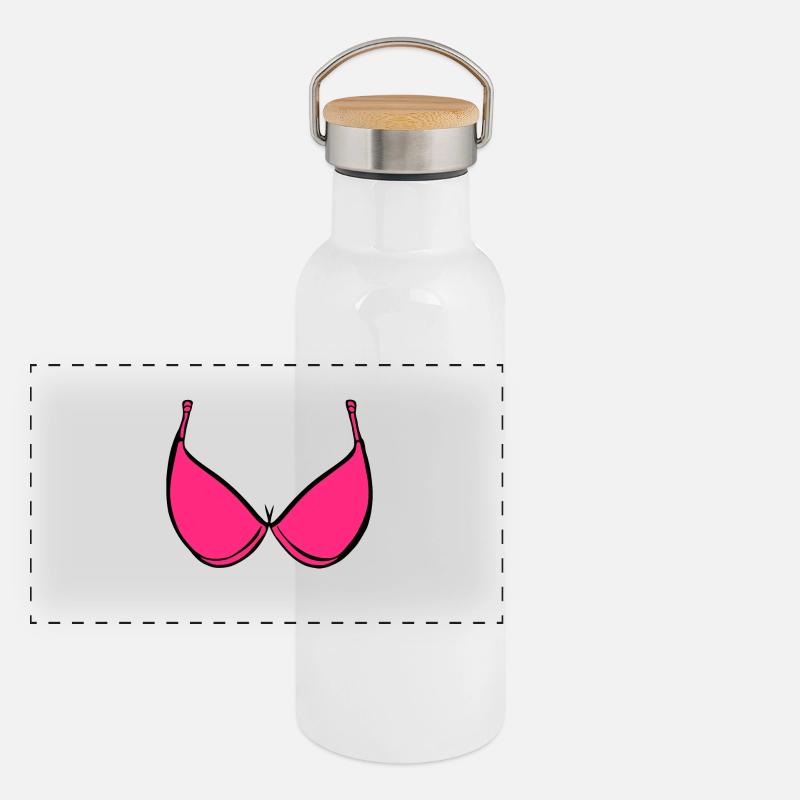Brüste BH Rosa Panorama Thermosflasche mit Bambusdeckel