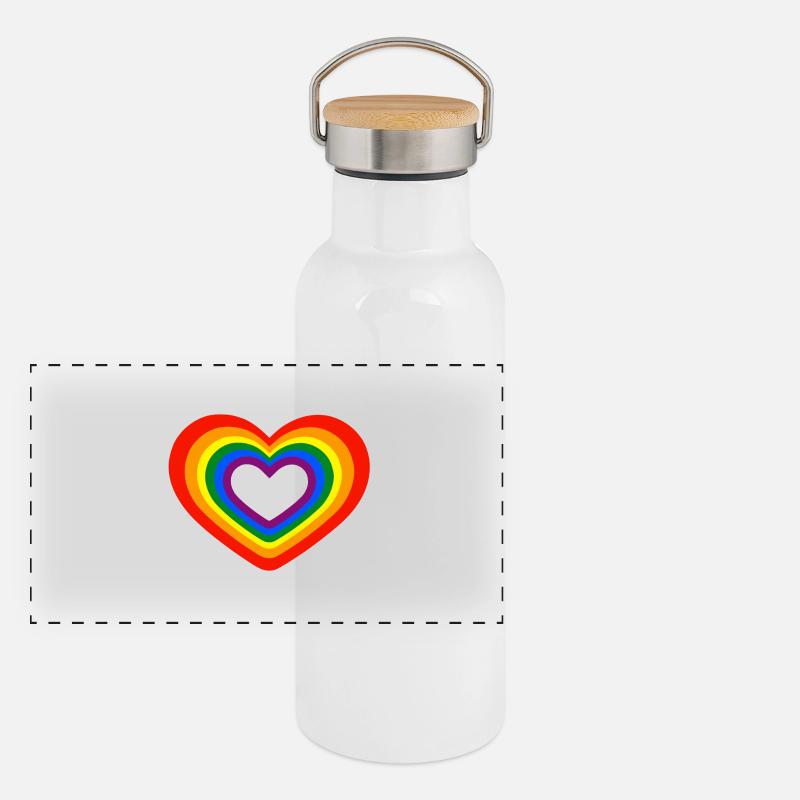 Heart Rainbow Homosexuality Panoramic Thermal Bottle with Bamboo Lid