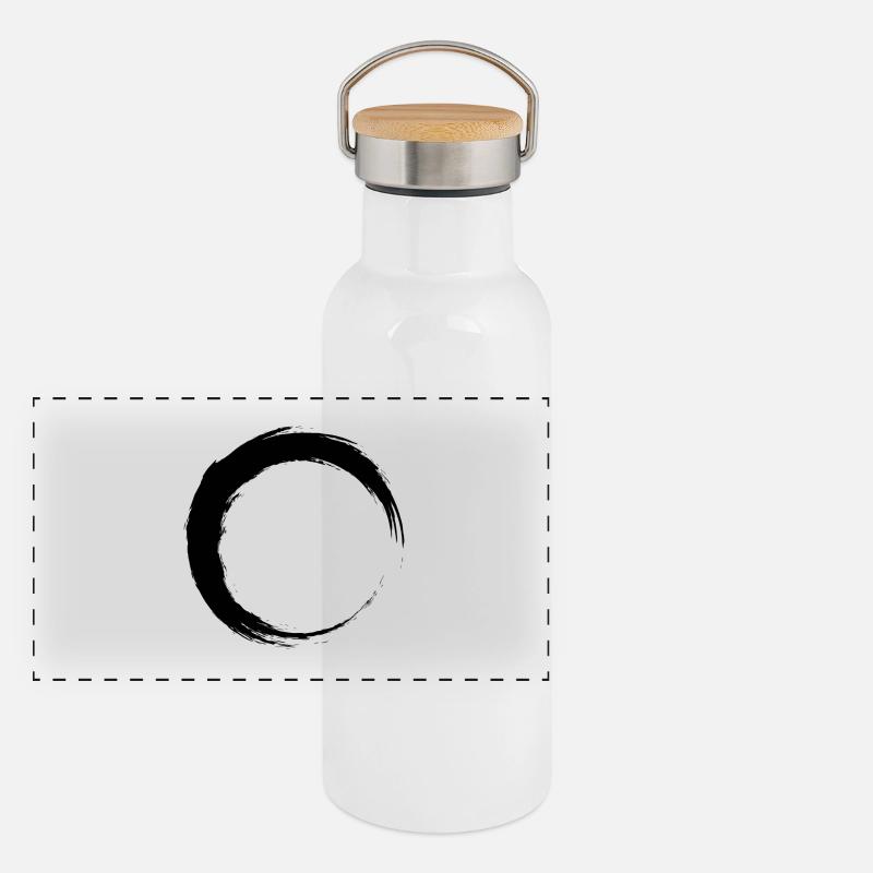 Kreis Schwarz Panorama Thermosflasche mit Bambusdeckel