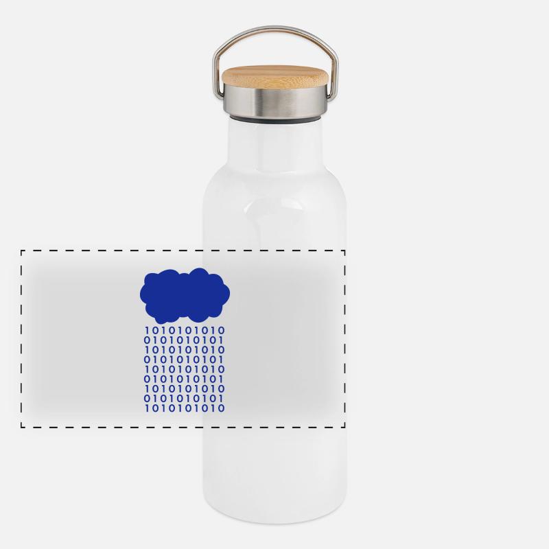 Bit rain cloud computer scientist Panoramic Thermal Bottle with Bamboo Lid