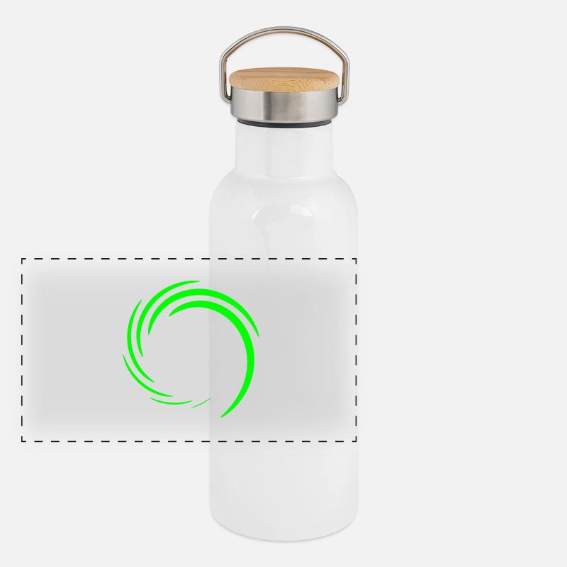 Circle Vortex Circular shape Green Panoramic Thermal Bottle with Bamboo Lid