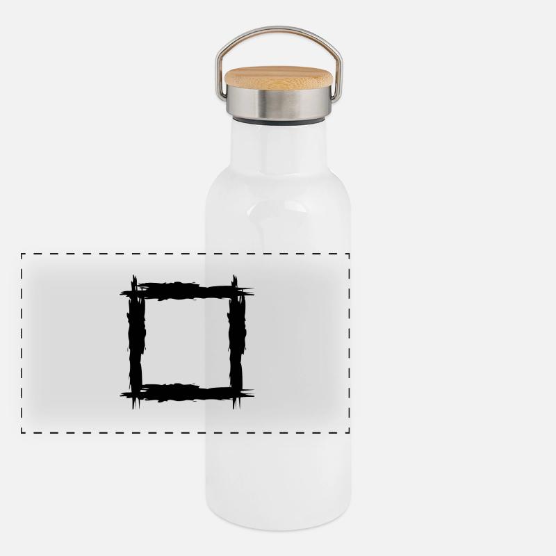 Carré noir Gourde isotherme avec bouchon en bambou