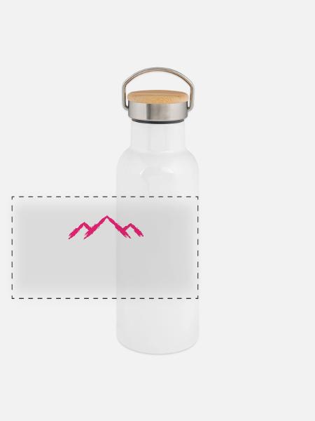 Mountain mountaineering Pink mountain run - Panoramic Thermal Bottle with Bamboo Lid - white - Front