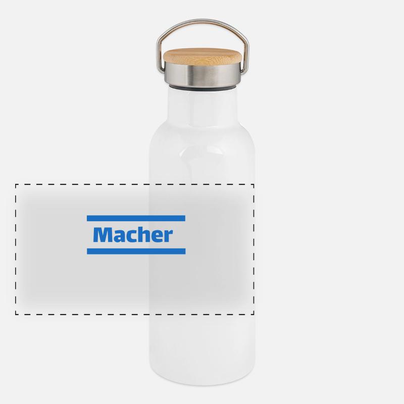 Macher - Ich bin ein Macher Panorama Thermosflasche mit Bambusdeckel