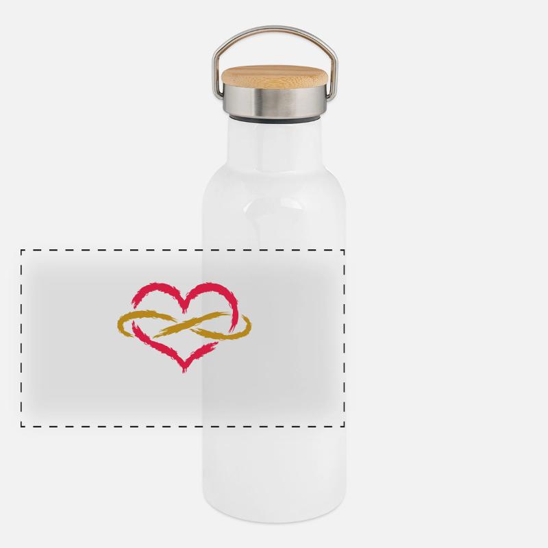 Herz Unendlich Endlos Panorama Thermosflasche mit Bambusdeckel
