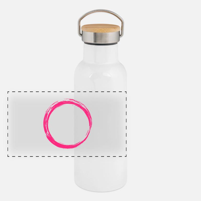 Kreis Symbol Design Rosa Panorama Thermosflasche mit Bambusdeckel