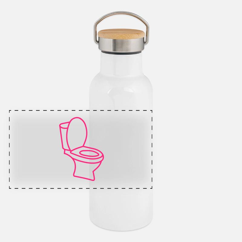 Klo WC Toilette Rosa Panorama Thermosflasche mit Bambusdeckel