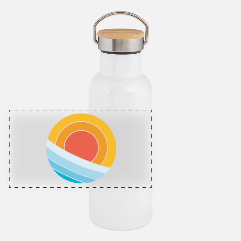Sonne und Meer Panorama Thermosflasche mit Bambusdeckel