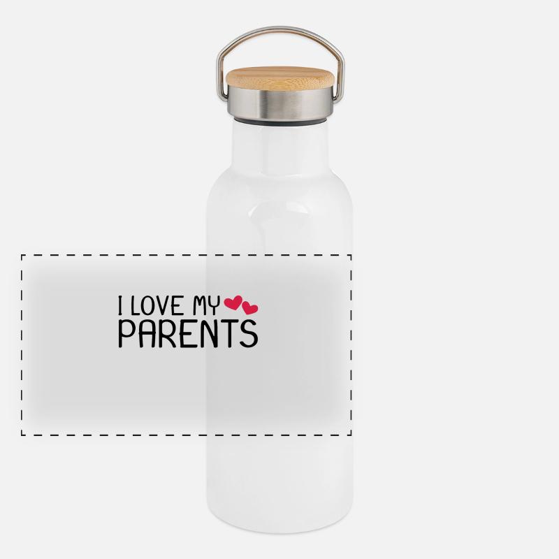 Ich liebe meine Eltern Panorama Thermosflasche mit Bambusdeckel