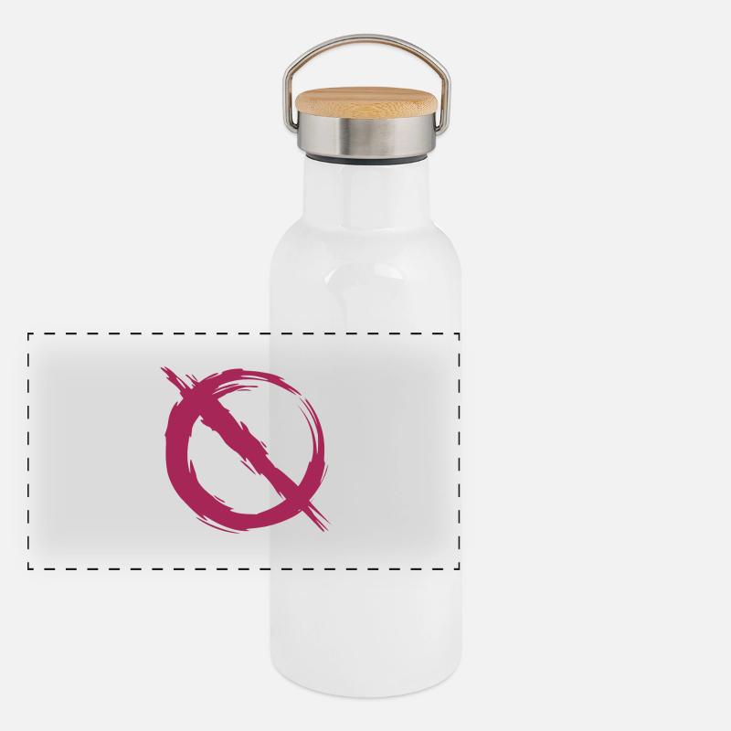 Verbot verboten Symbol Panorama Thermosflasche mit Bambusdeckel