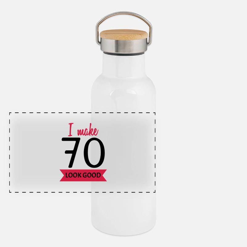 70th birthday saying funny Panoramic Thermal Bottle with Bamboo Lid