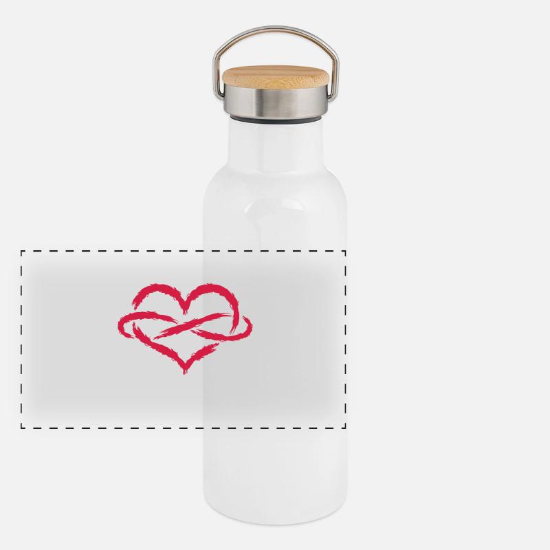 Herz Unendlich Endlose Liebe Symbol Panorama Thermosflasche mit Bambusdeckel
