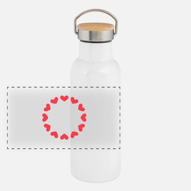 Cercle de coeur Gourde isotherme avec bouchon en bambou