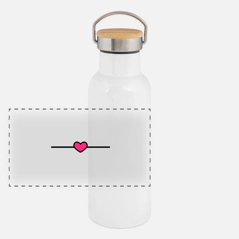 Line heart little heart dash ornament pink Panoramic Thermal Bottle with Bamboo Lid