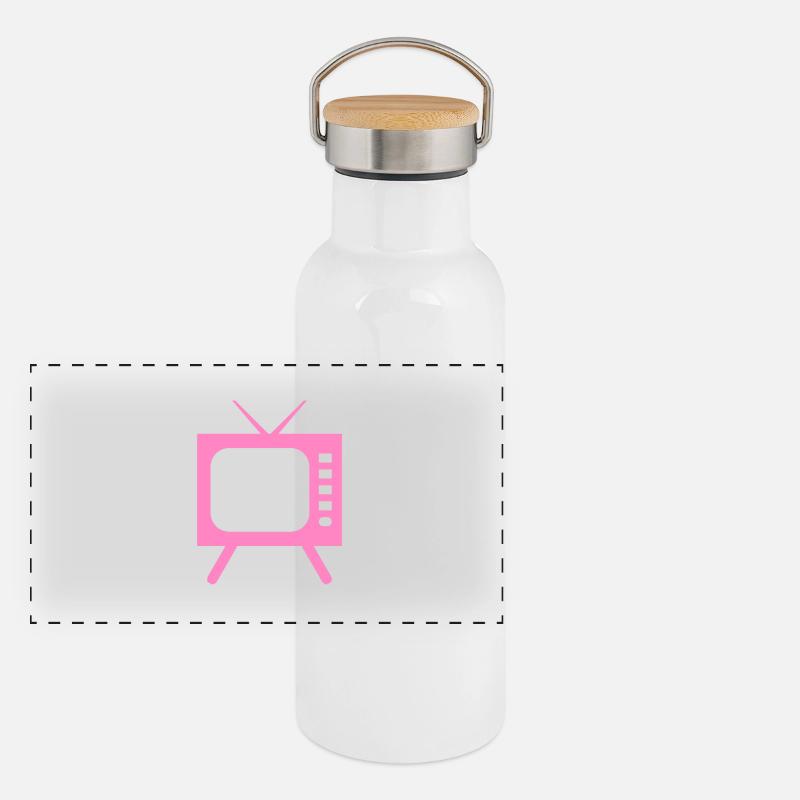 Fernseher - TV Panorama Thermosflasche mit Bambusdeckel