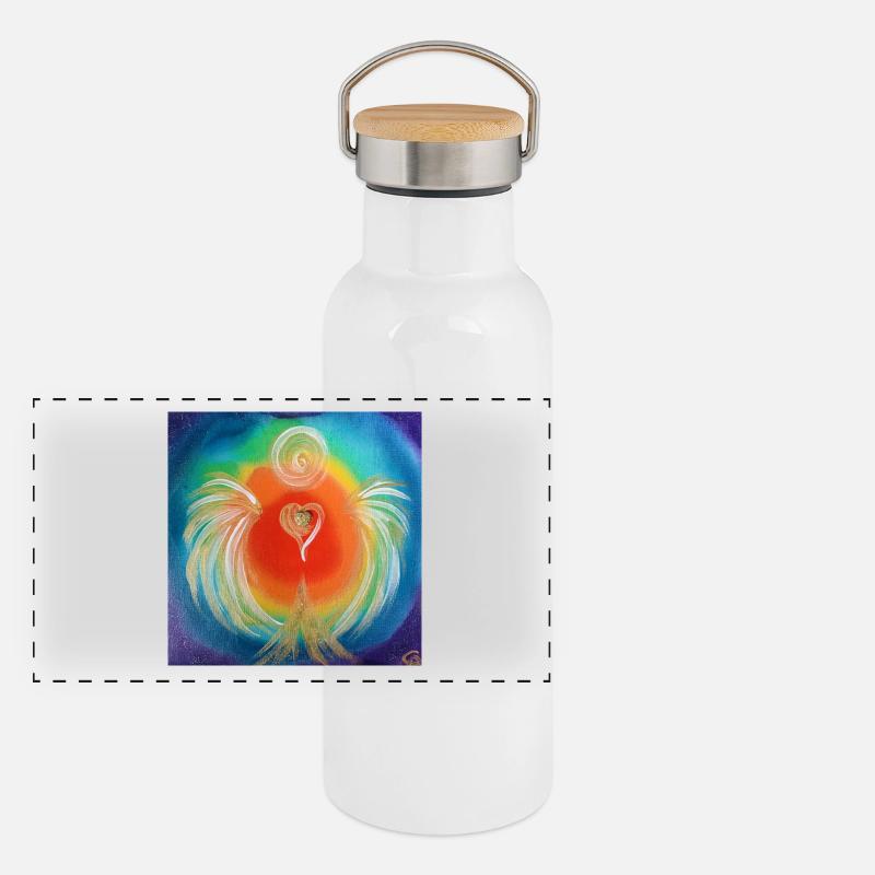 Coeur ange de l'équilibre du chakra Gourde isotherme avec bouchon en bambou