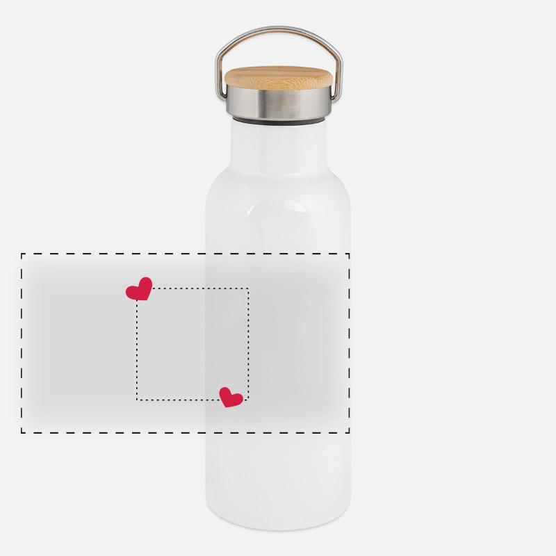 Herz Rahmen Ornament Linie Dekoration Panorama Thermosflasche mit Bambusdeckel