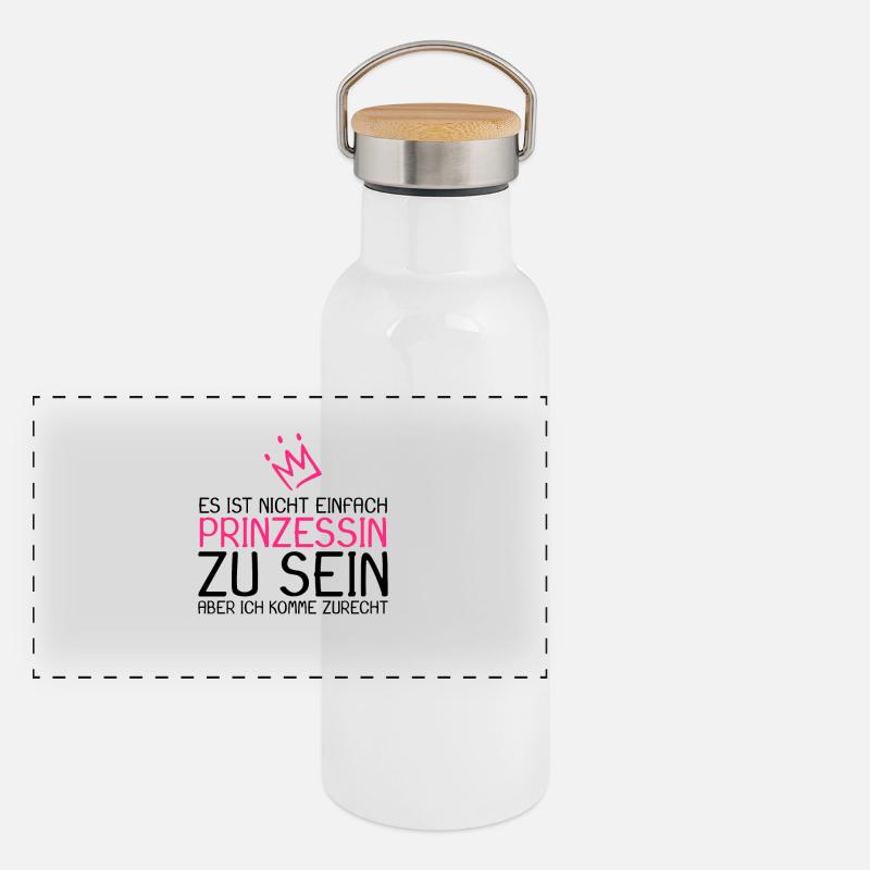 Prinzessin Spruch Panorama Thermosflasche mit Bambusdeckel