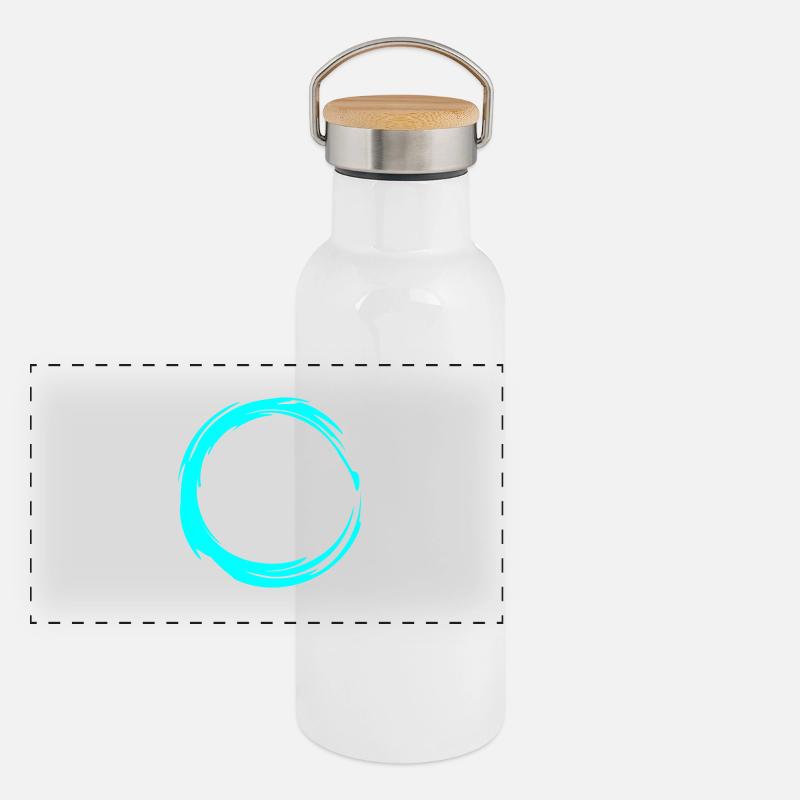 Circle Design Symbol Round Water Blue Panoramic Thermal Bottle with Bamboo Lid