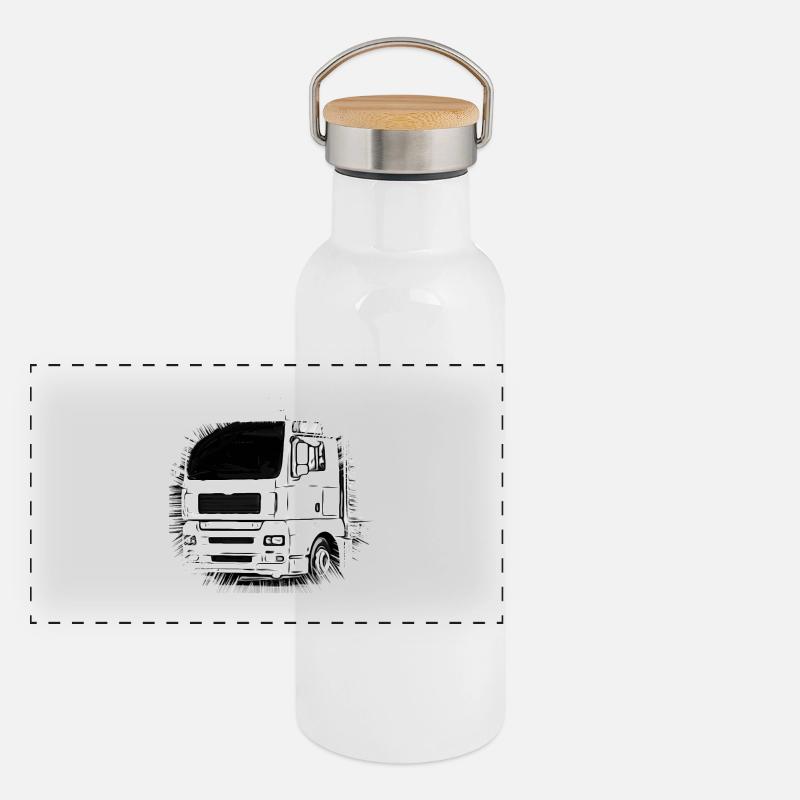 Lastwagen Panorama Thermosflasche mit Bambusdeckel